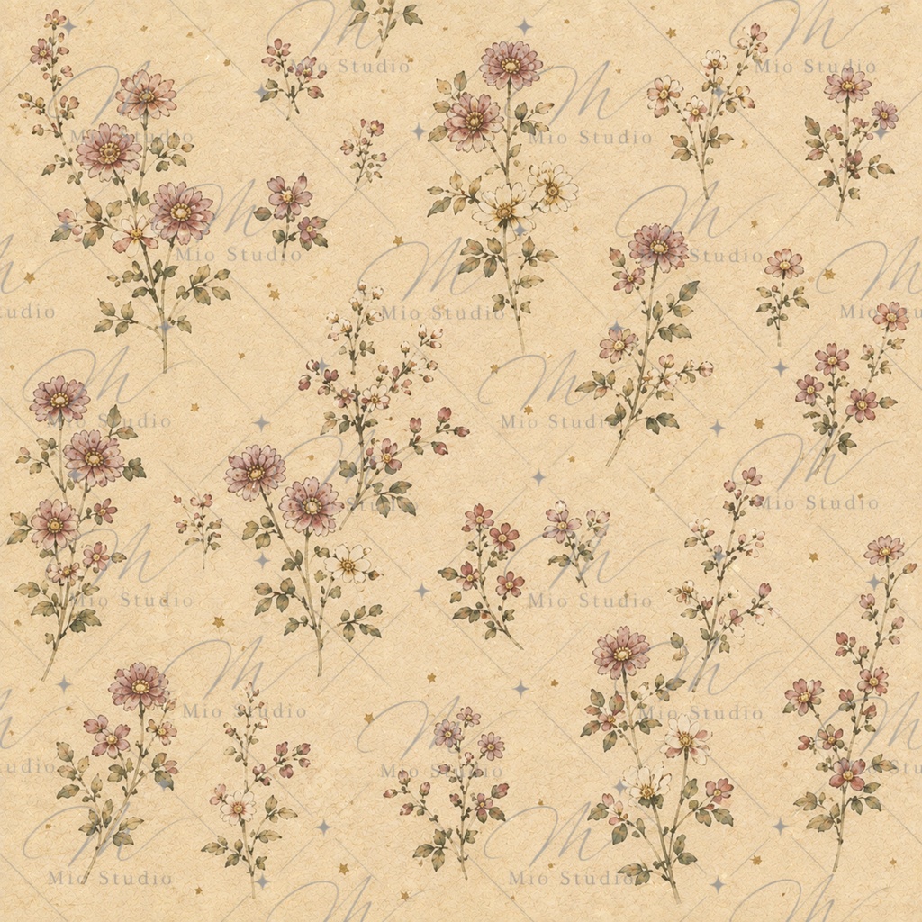 JAPANESE COTTAGE FLORAL|和の小花柄 デジタルペーパー 12枚セット