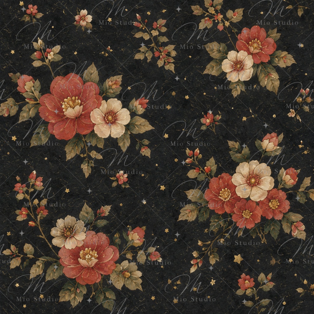 JAPANESE COTTAGE FLORAL|和の小花柄 デジタルペーパー 12枚セット