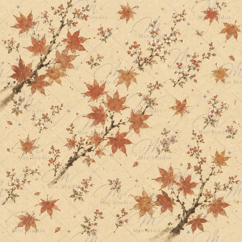 JAPANESE COTTAGE FLORAL|和の小花柄 デジタルペーパー 12枚セット