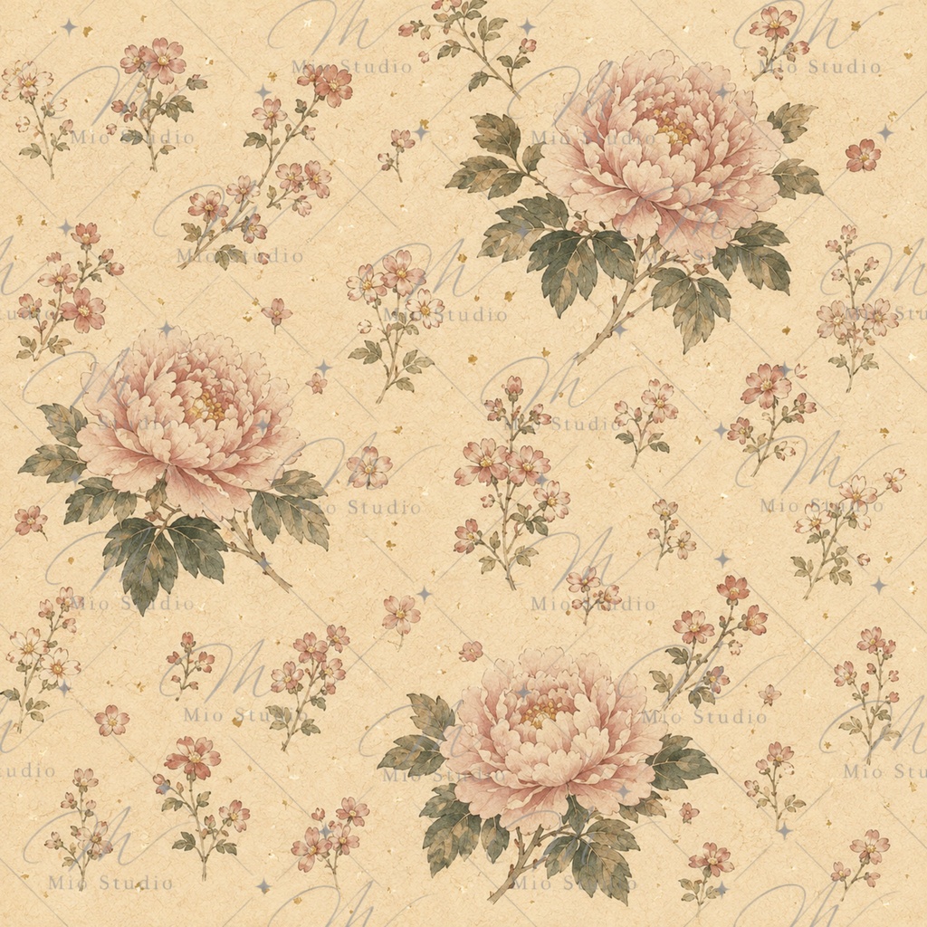 JAPANESE COTTAGE FLORAL|和の小花柄 デジタルペーパー 12枚セット