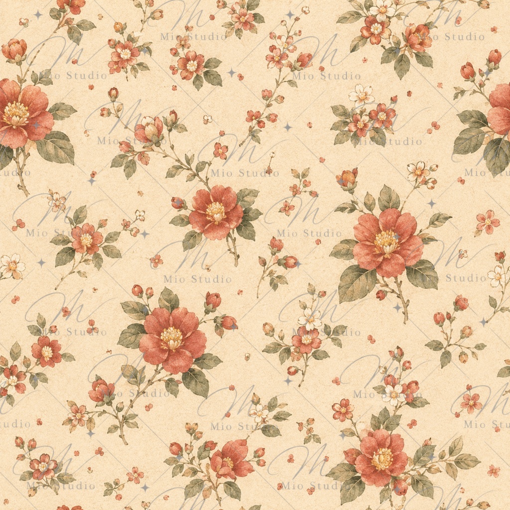 JAPANESE COTTAGE FLORAL|和の小花柄 デジタルペーパー 12枚セット