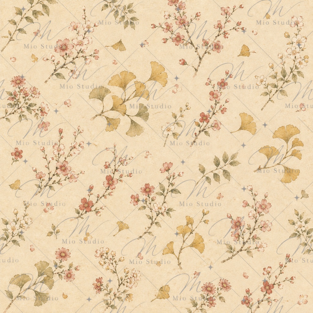 JAPANESE COTTAGE FLORAL|和の小花柄 デジタルペーパー 12枚セット