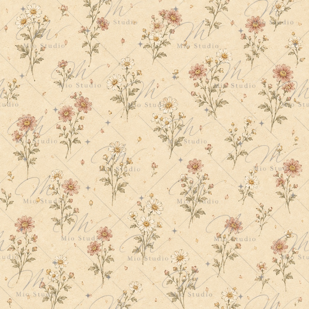 JAPANESE COTTAGE FLORAL|和の小花柄 デジタルペーパー 12枚セット
