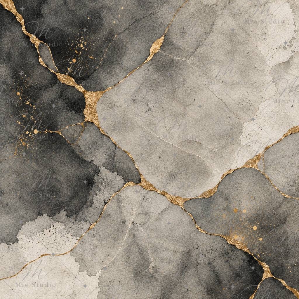 KINTSUGI × SUMI|金継ぎ×墨絵 和風背景素材 12枚セット