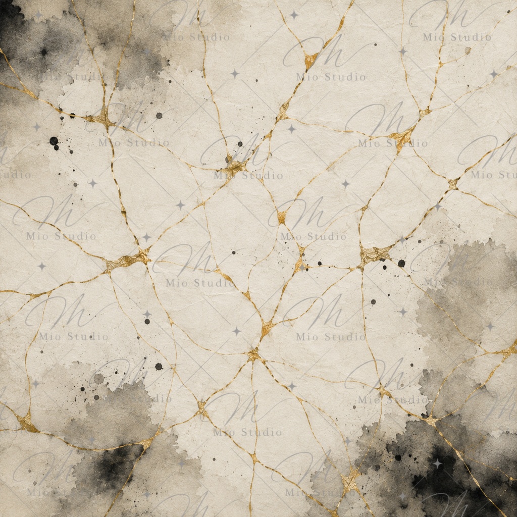KINTSUGI × SUMI|金継ぎ×墨絵 和風背景素材 12枚セット