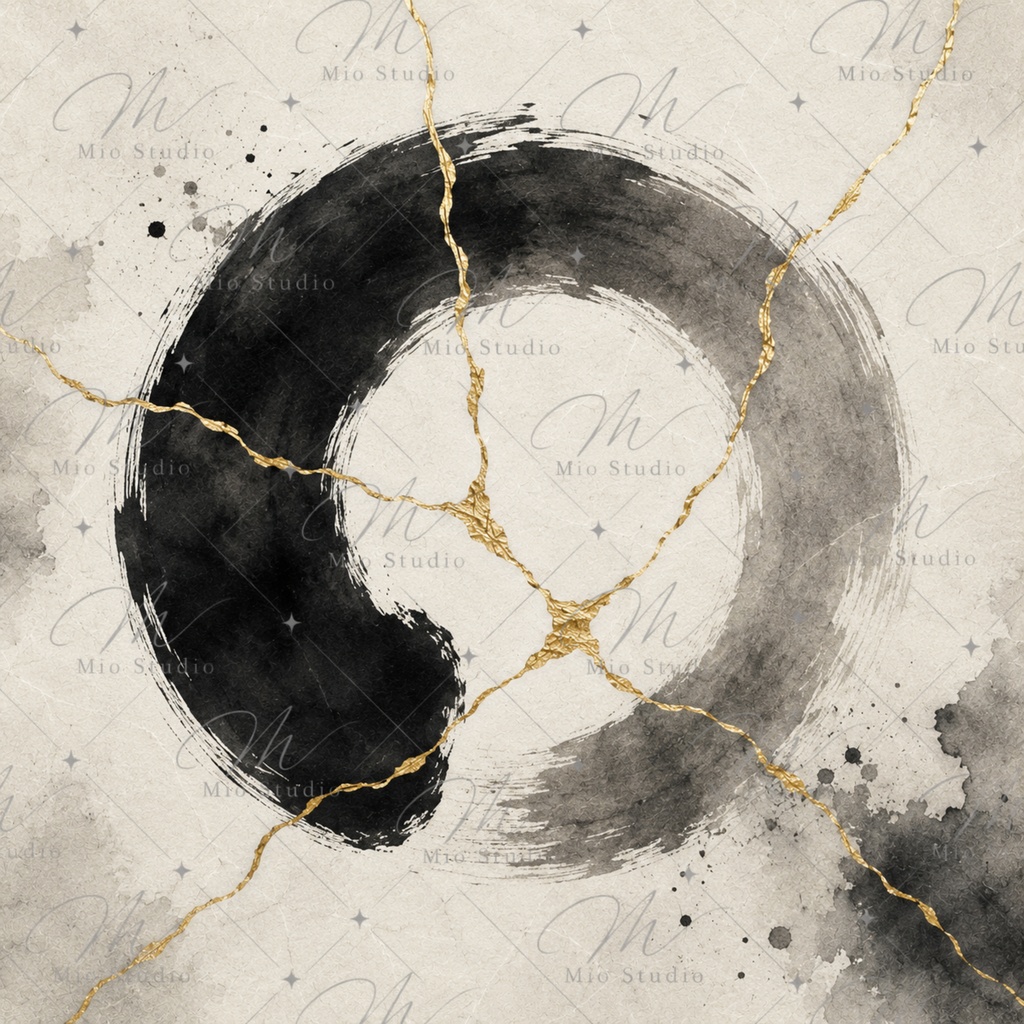 KINTSUGI × SUMI|金継ぎ×墨絵 和風背景素材 12枚セット
