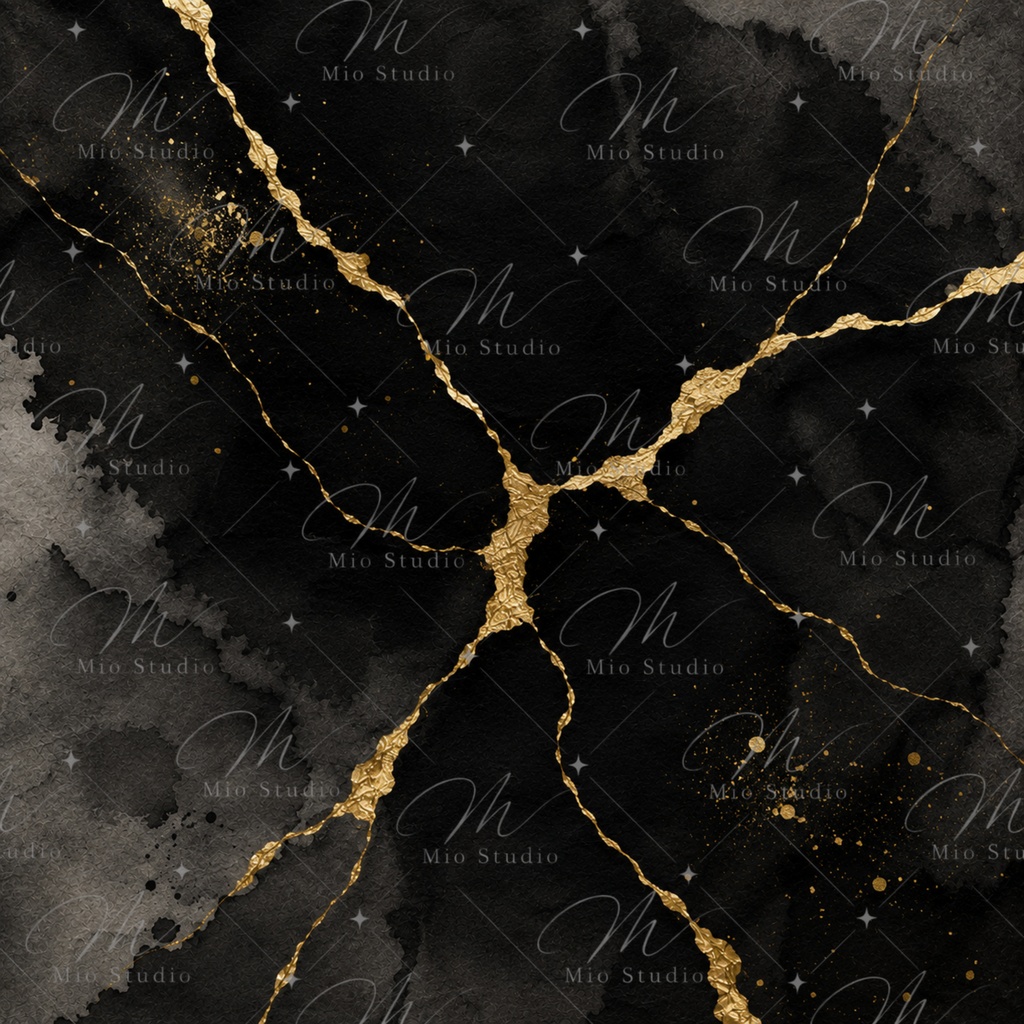 KINTSUGI × SUMI|金継ぎ×墨絵 和風背景素材 12枚セット