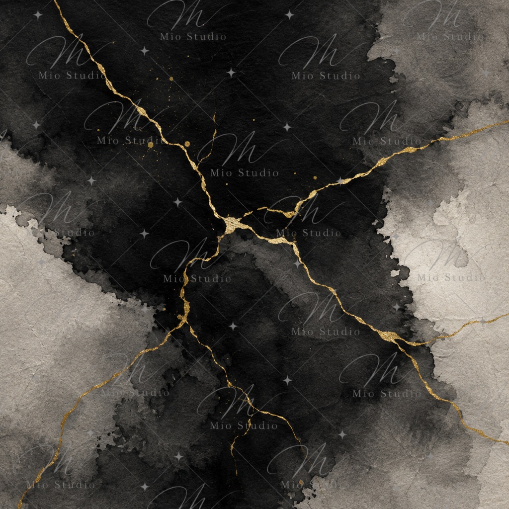 KINTSUGI × SUMI|金継ぎ×墨絵 和風背景素材 12枚セット