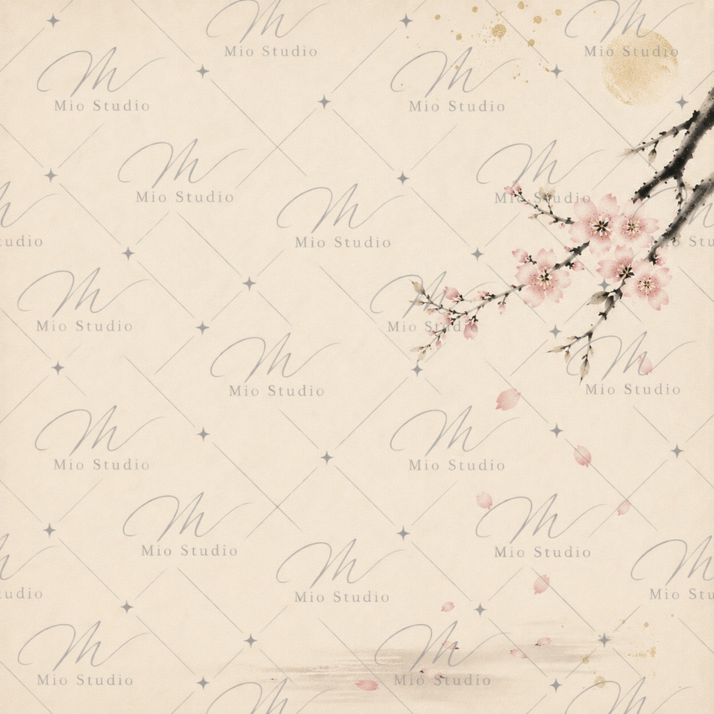 JAPANESE SAKURA|桜 × 墨絵 デジタルペーパー 12枚セット