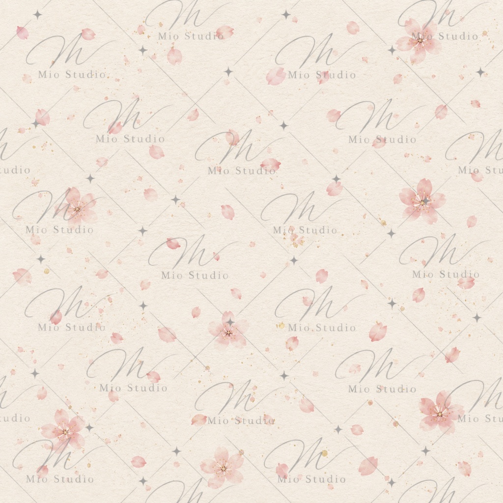 JAPANESE SAKURA|桜 × 墨絵 デジタルペーパー 12枚セット