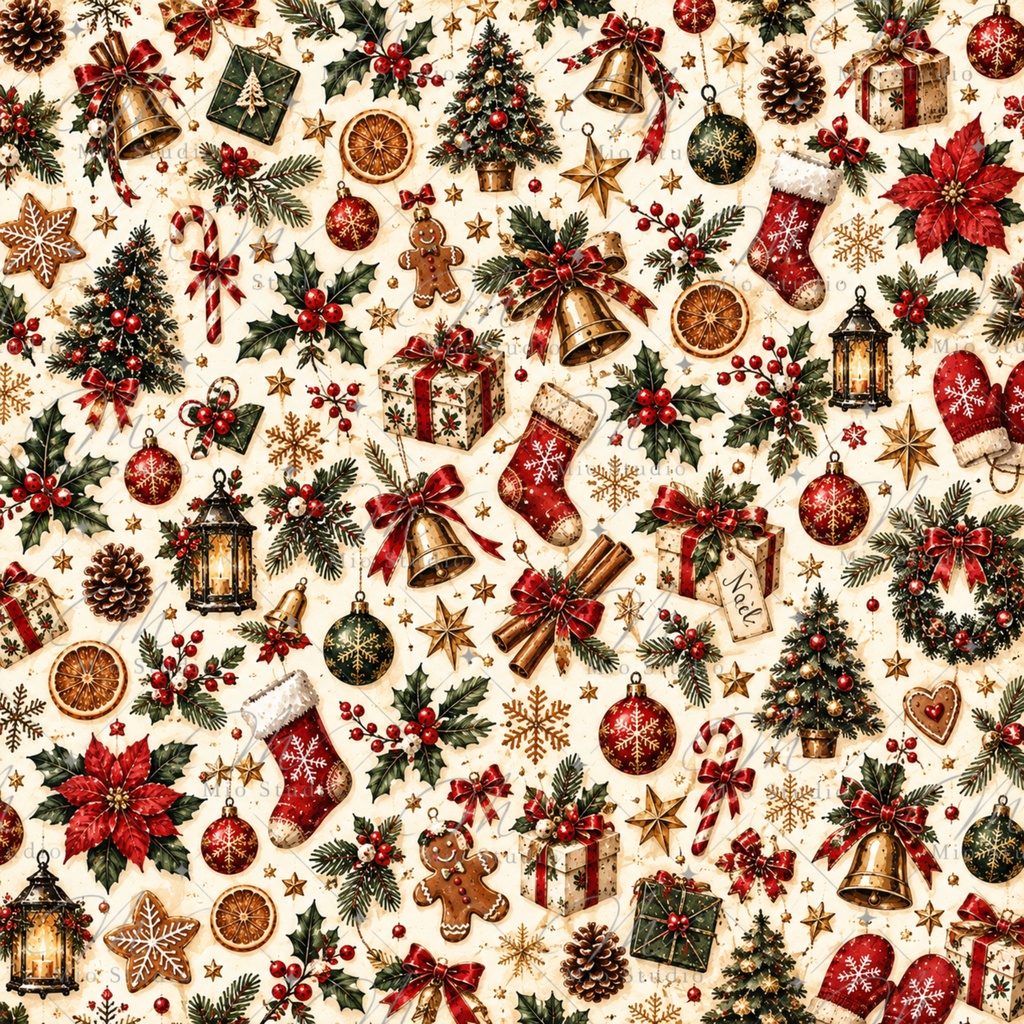 Christmas Watercolor Digital Paper|クリスマス水彩デジタルペーパー 12柄