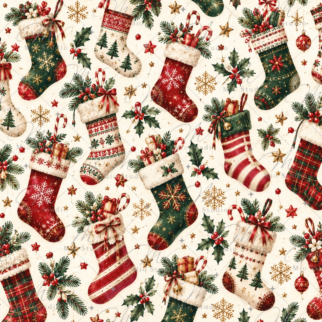 Christmas Watercolor Digital Paper|クリスマス水彩デジタルペーパー 12柄