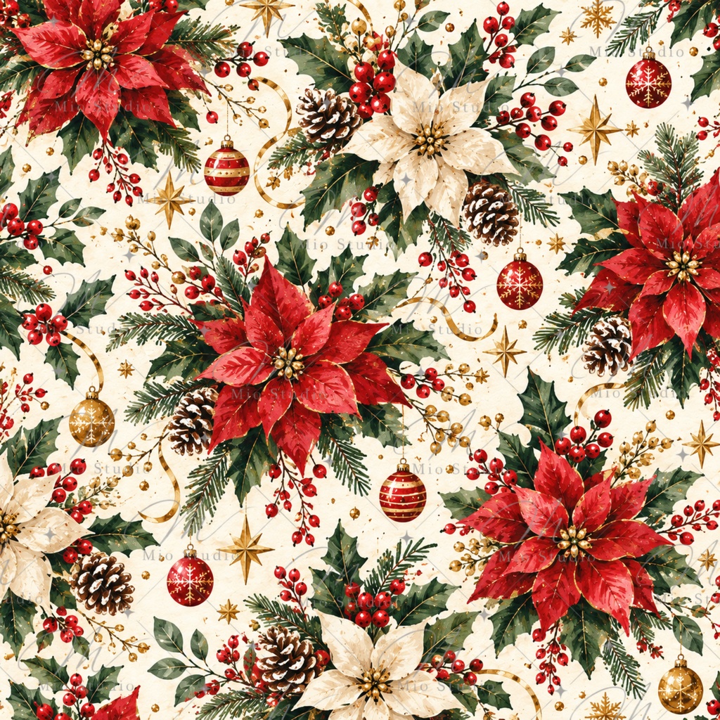 Christmas Watercolor Digital Paper|クリスマス水彩デジタルペーパー 12柄