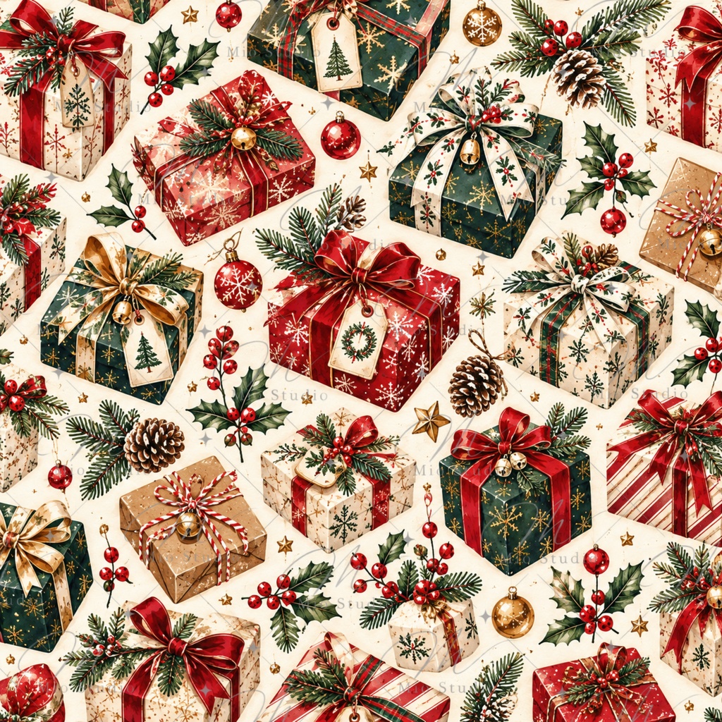 Christmas Watercolor Digital Paper|クリスマス水彩デジタルペーパー 12柄