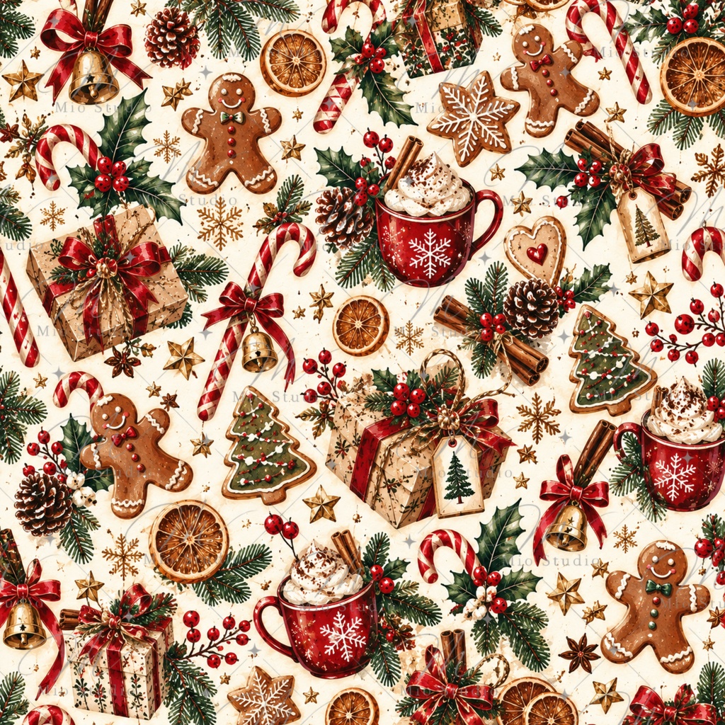 Christmas Watercolor Digital Paper|クリスマス水彩デジタルペーパー 12柄