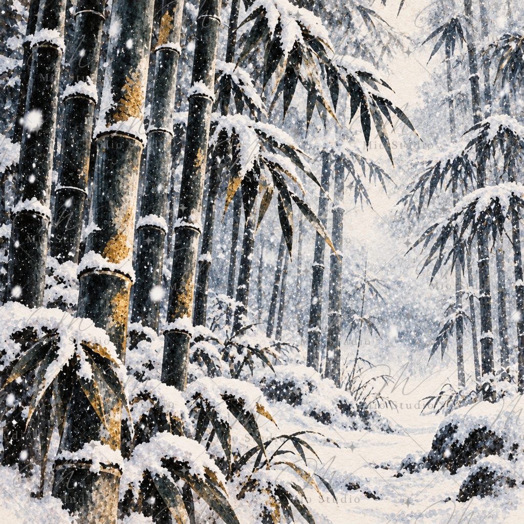 JAPANESE WINTER WATERCOLOR|和の冬景色 水彩デジタルペーパー 12枚セット