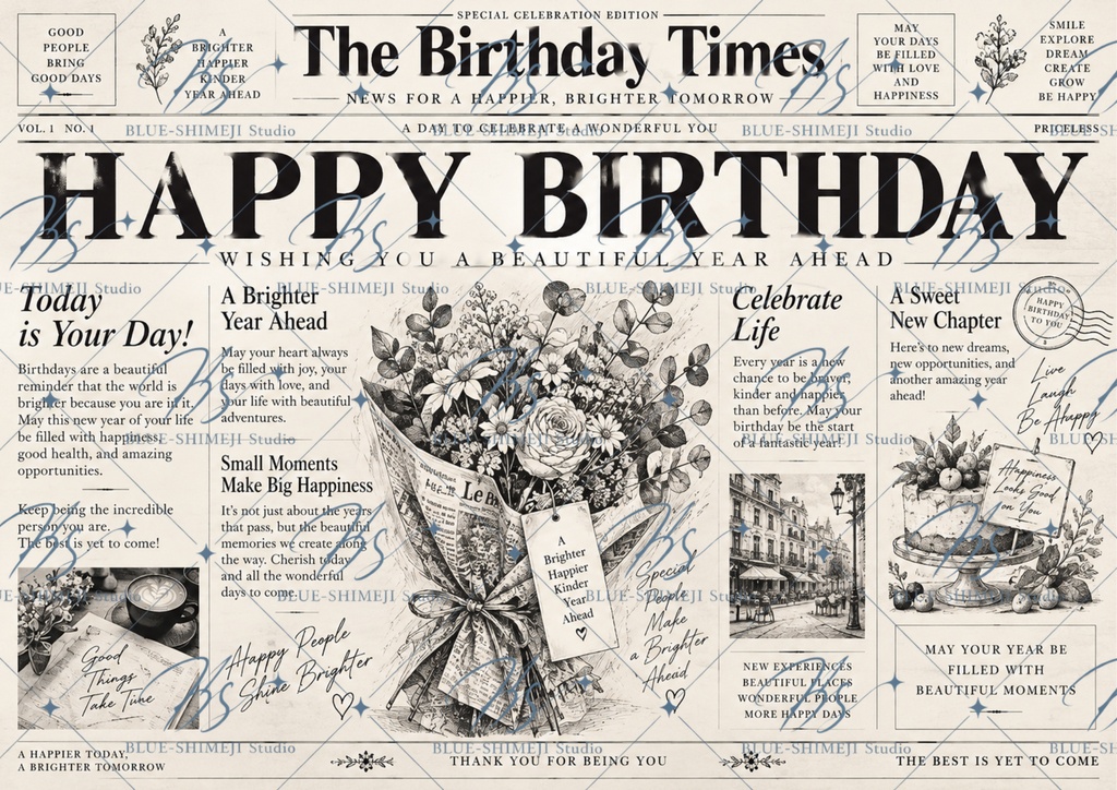 12 EVENT NEWSPAPER WRAPS|A3 新聞風ラッピングペーパー 12種セット|PDF