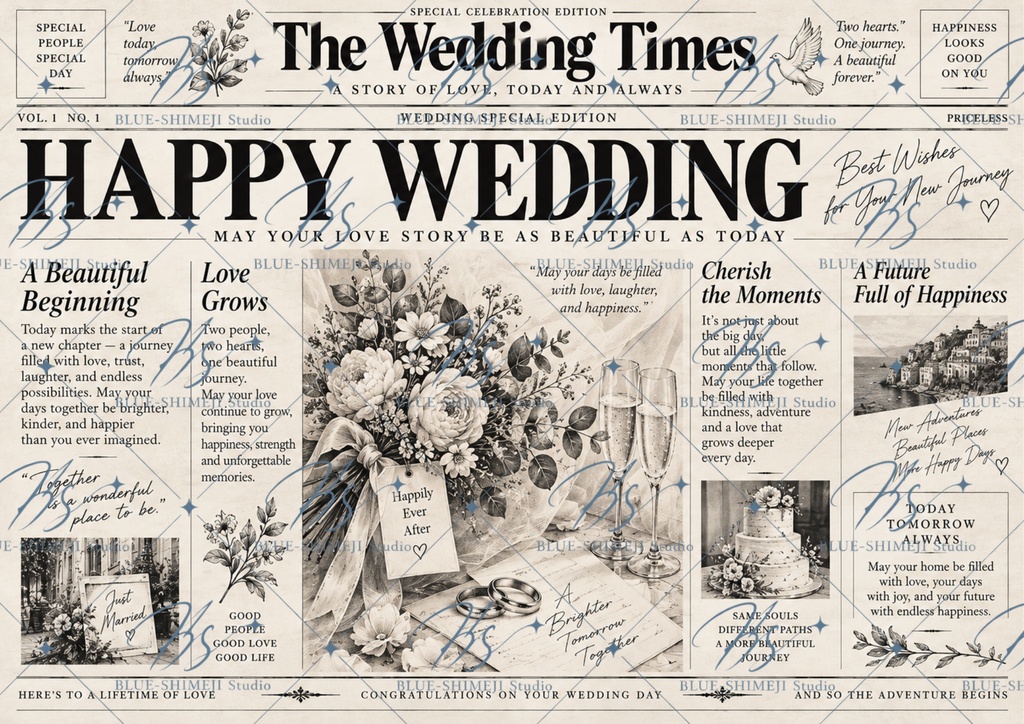 12 EVENT NEWSPAPER WRAPS|A3 新聞風ラッピングペーパー 12種セット|PDF