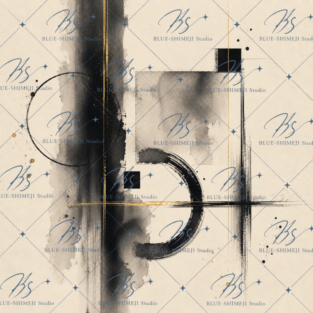 SUMI GEOMETRY|墨と金の和モダン デジタルペーパー 12枚セット