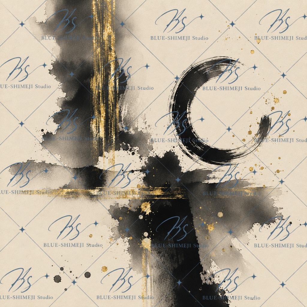 SUMI GEOMETRY|墨と金の和モダン デジタルペーパー 12枚セット