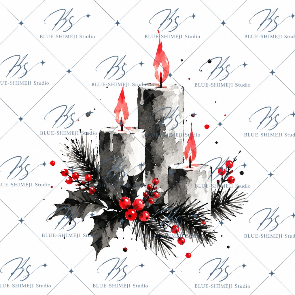 MINIMAL SUMI CHRISTMAS|墨×赤のクリスマス デジタルペーパー 12枚セット