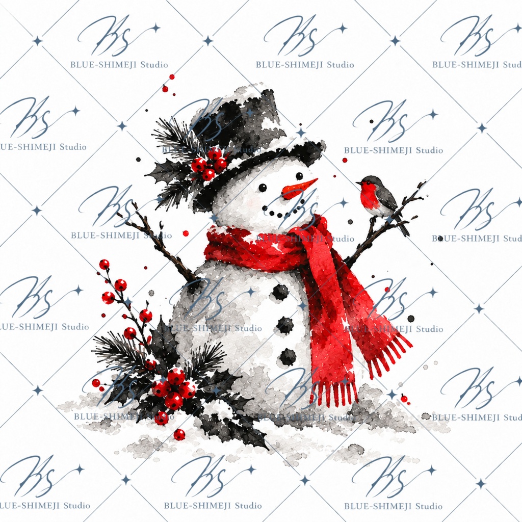 MINIMAL SUMI CHRISTMAS|墨×赤のクリスマス デジタルペーパー 12枚セット