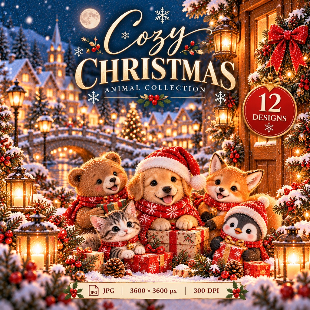 Christmas Animal Stories｜クリスマスアニマル イラスト12枚セット