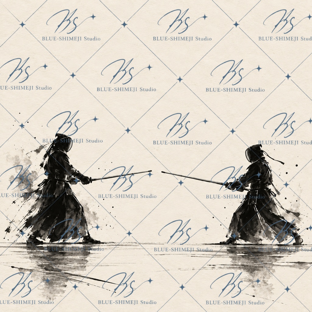 BUDO × SUMI-E|武道 墨絵デジタルペーパー 12枚セット