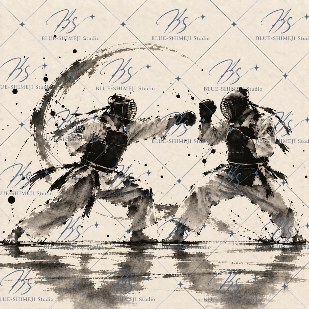 BUDO × SUMI-E|武道 墨絵デジタルペーパー 12枚セット