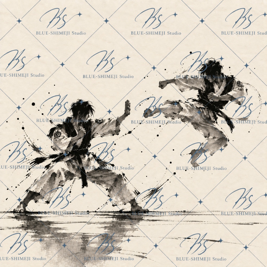 BUDO × SUMI-E|武道 墨絵デジタルペーパー 12枚セット