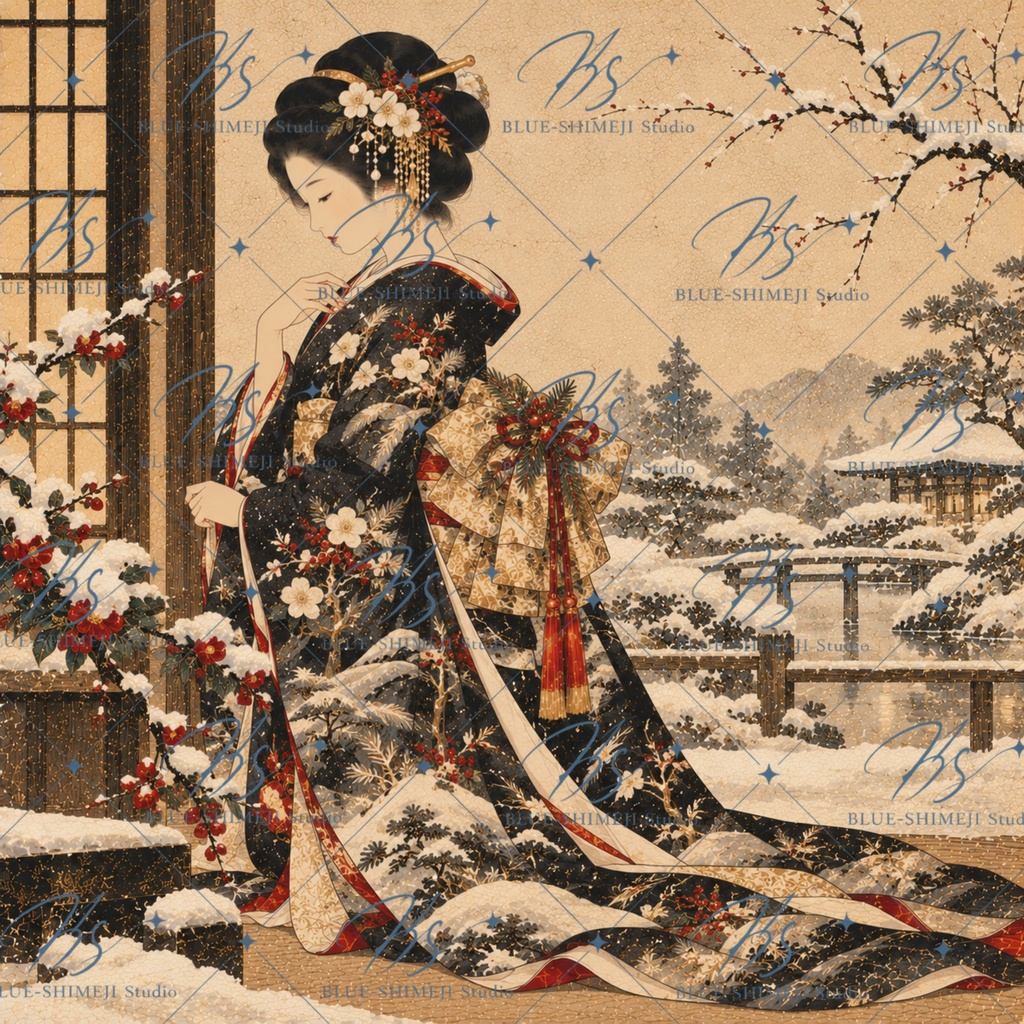 JAPANESE CHRISTMAS|和のクリスマス アート12枚セット|着物・レトロ・壁飾り・デジタルダウンロード