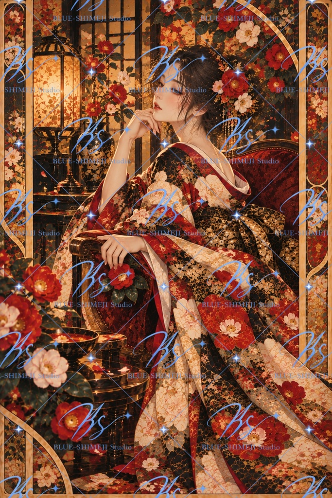 JAPANESE MUSES — GOLDEN FANTASY|和装美人・四季の幻想アート12作品|デジタルポスター