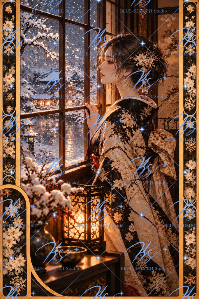 JAPANESE MUSES — GOLDEN FANTASY|和装美人・四季の幻想アート12作品|デジタルポスター
