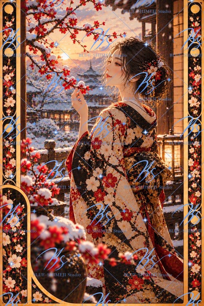 JAPANESE MUSES — GOLDEN FANTASY|和装美人・四季の幻想アート12作品|デジタルポスター