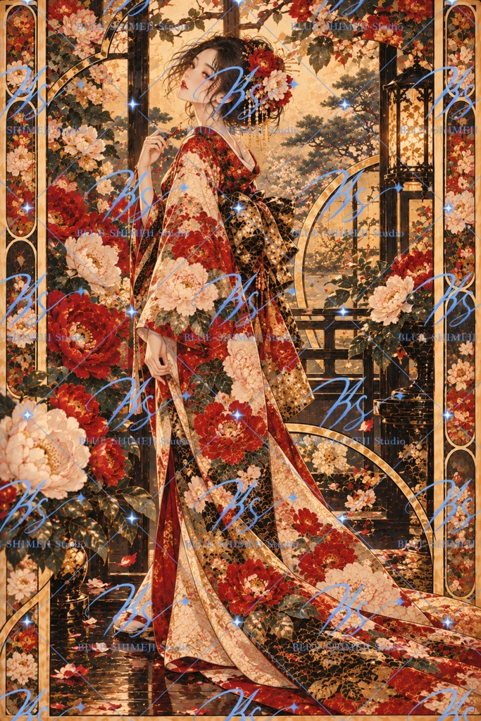 JAPANESE MUSES — GOLDEN FANTASY|和装美人・四季の幻想アート12作品|デジタルポスター