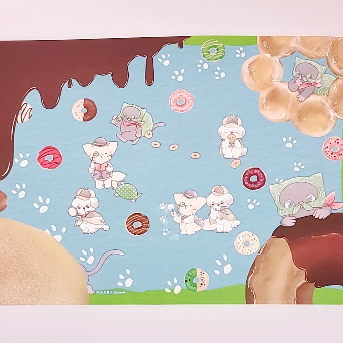 ぷくりいぬ(ドーナツ泥棒と探偵)ブックカバー@よみん