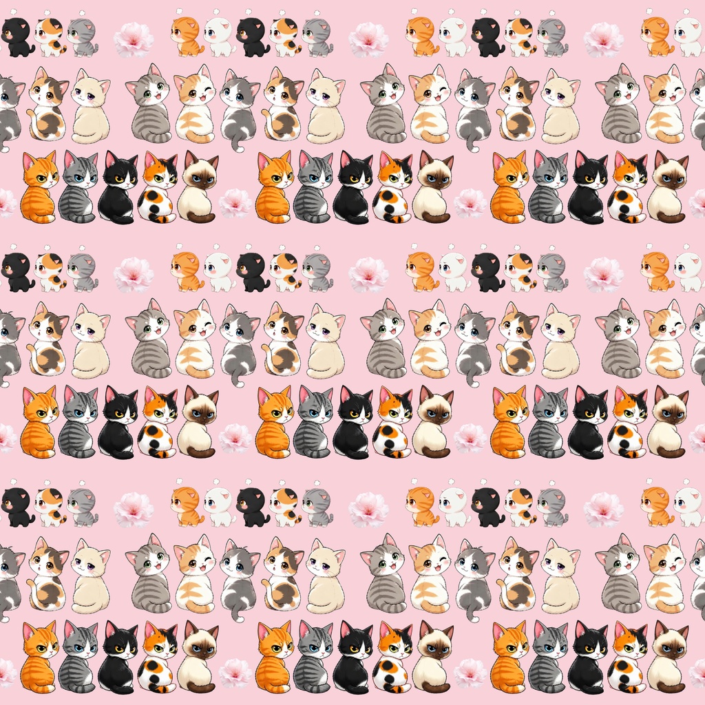 ねこならび　デジタルペーパー　5枚セット