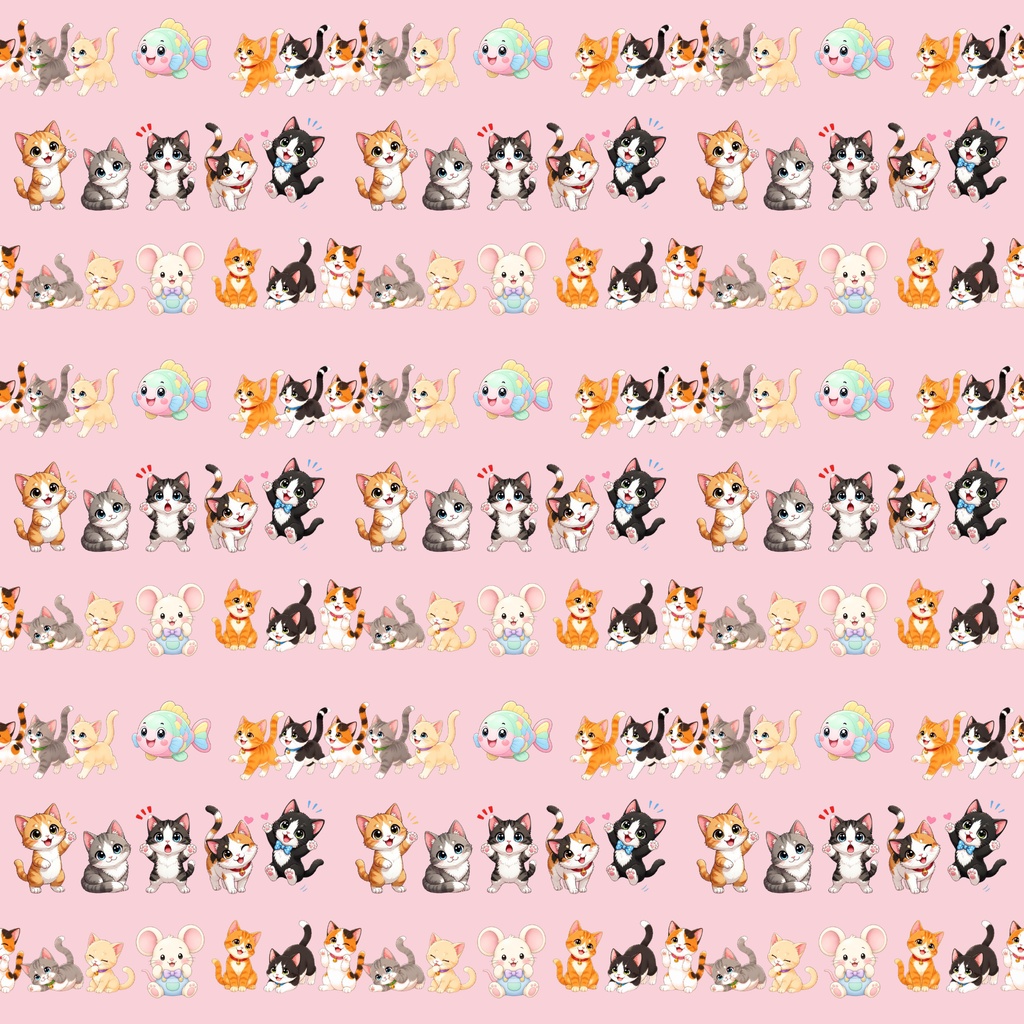 『ねこあそび　デジタルペーパー　5枚セット』