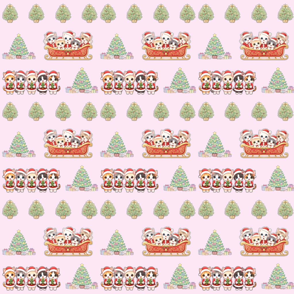 『にゃんにゃんクリスマスパーティー デジタルペーパー 24枚セット』