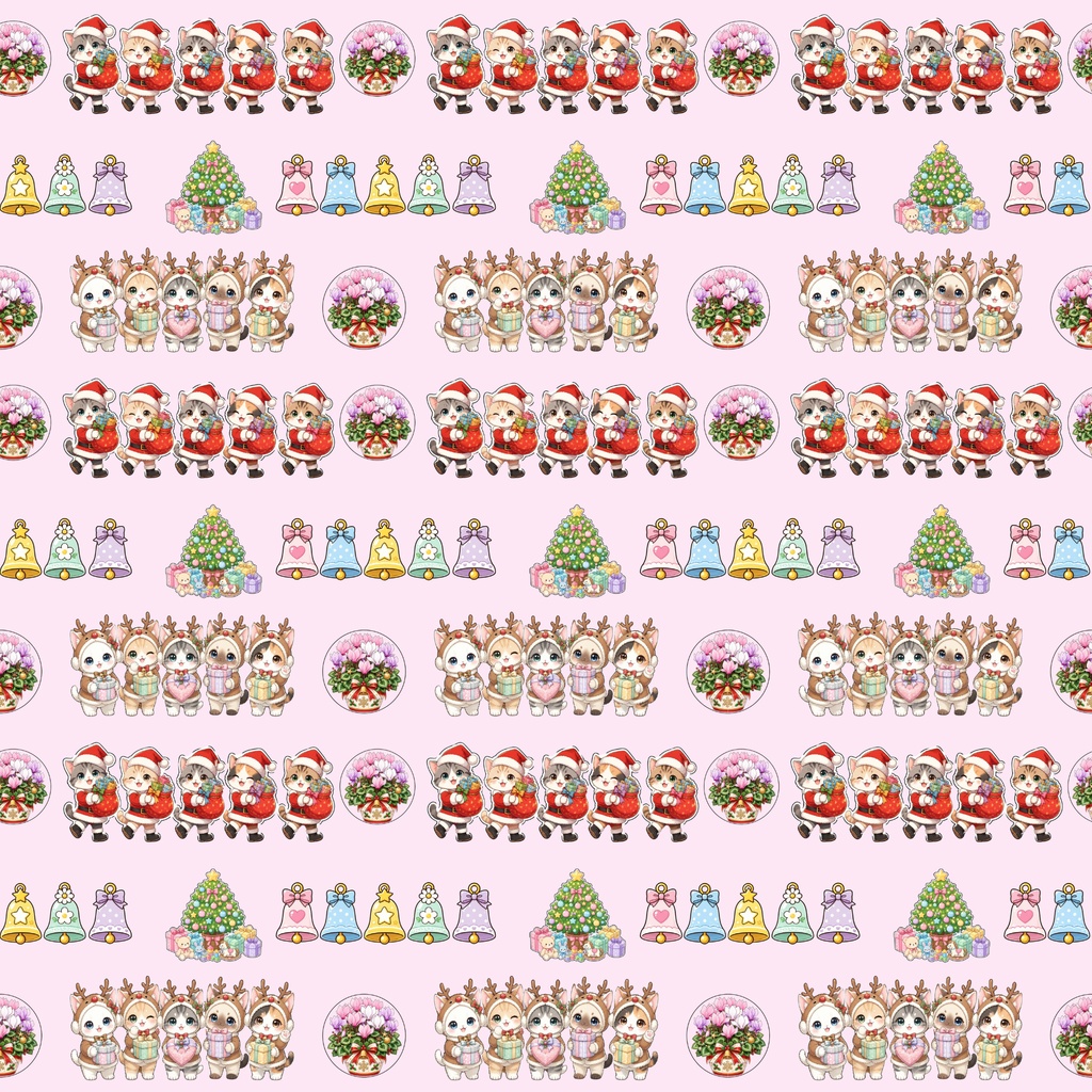 『にゃんにゃんクリスマスパーティー デジタルペーパー 24枚セット』