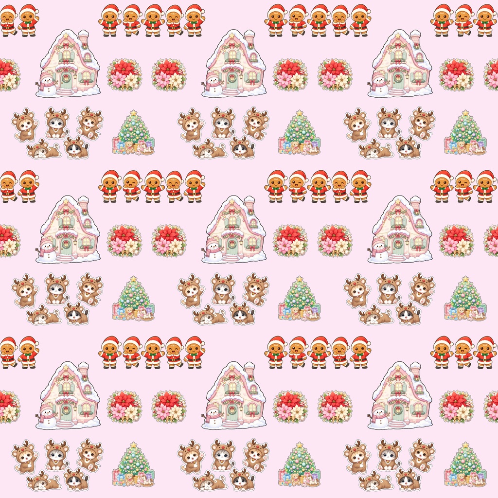『にゃんにゃんクリスマスパーティー デジタルペーパー 24枚セット』