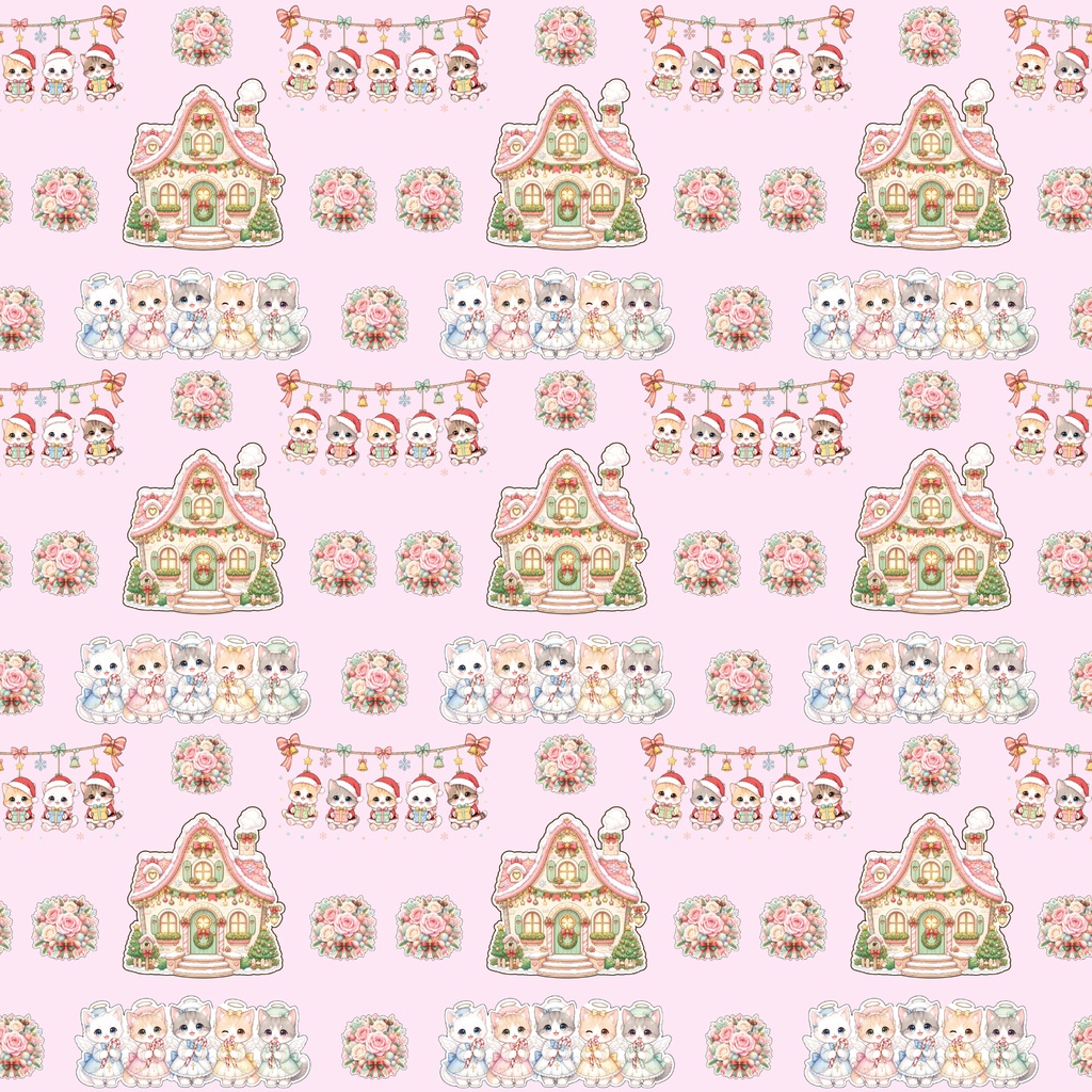 『にゃんにゃんクリスマスパーティー デジタルペーパー 24枚セット』