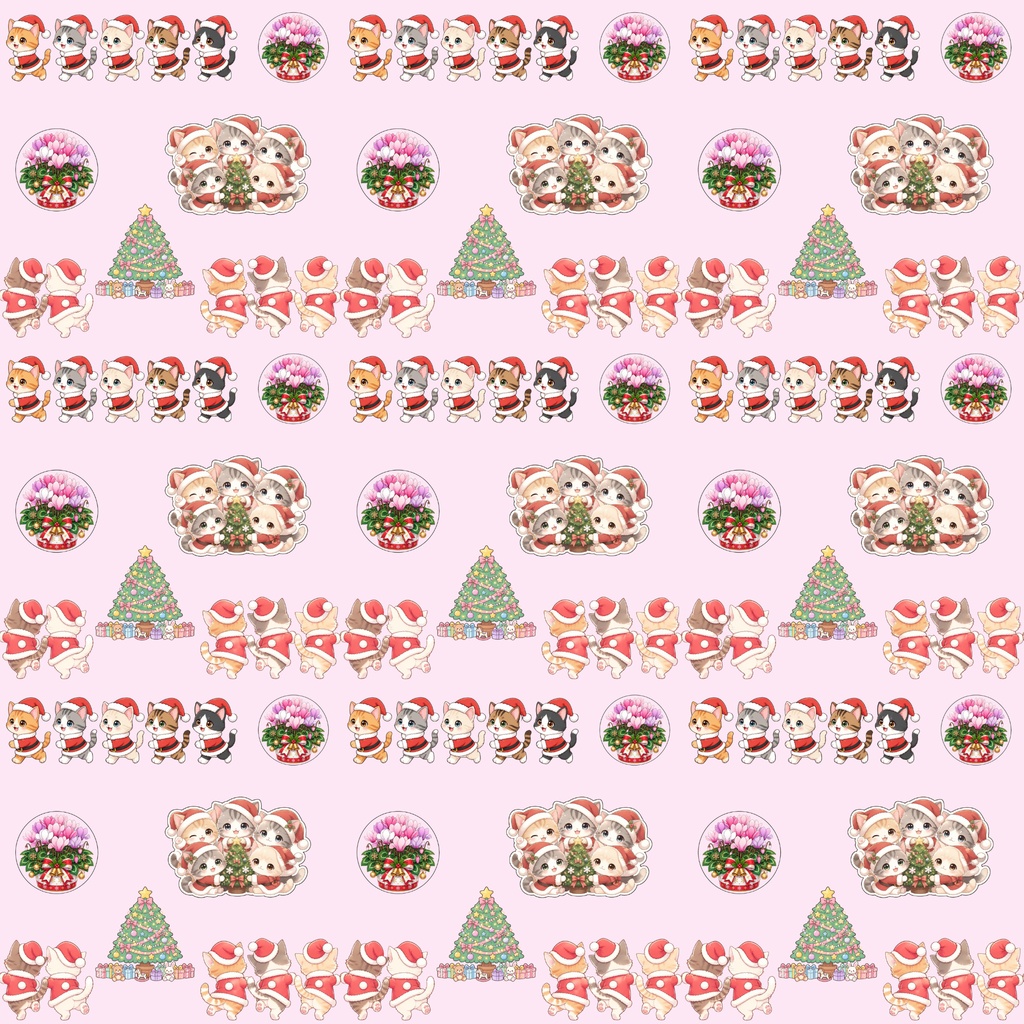 『にゃんにゃんクリスマスパーティー デジタルペーパー 24枚セット』