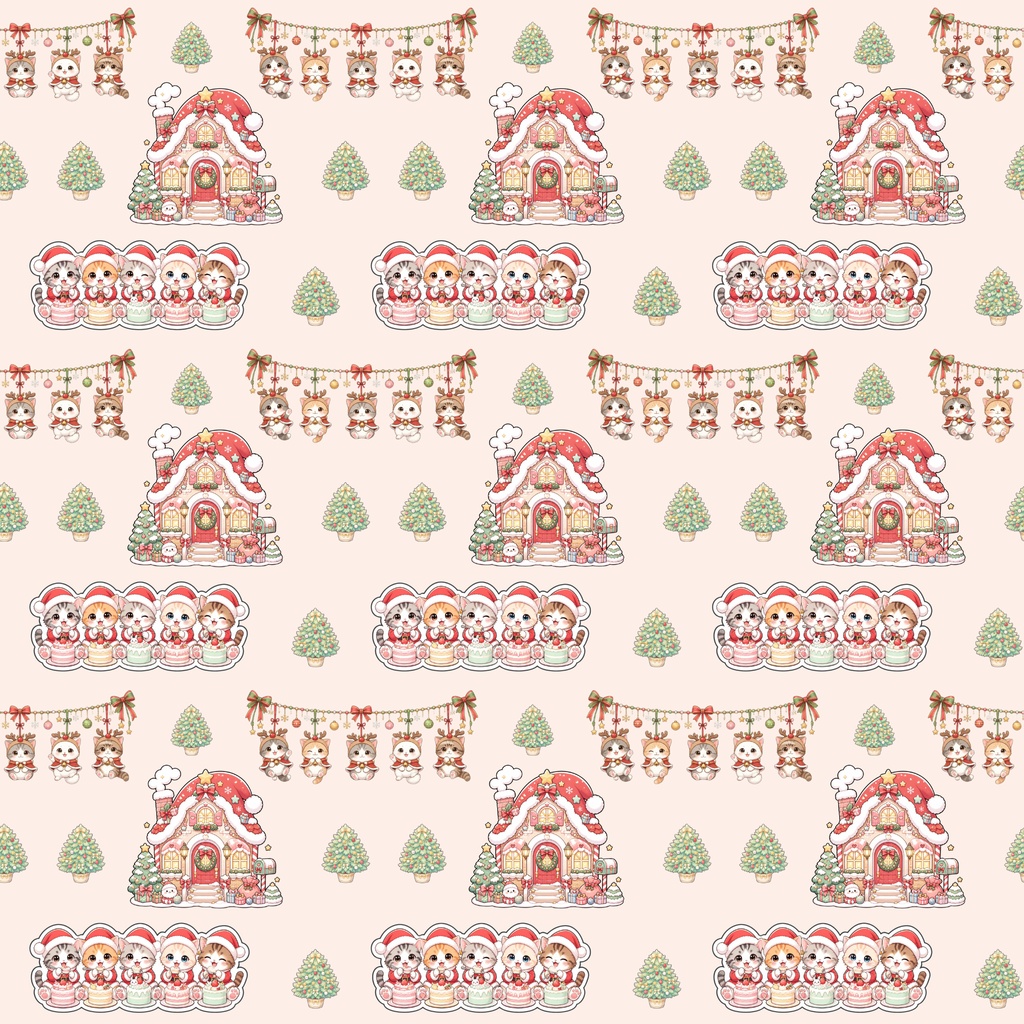 『にゃんにゃんクリスマスパーティー デジタルペーパー 24枚セット』