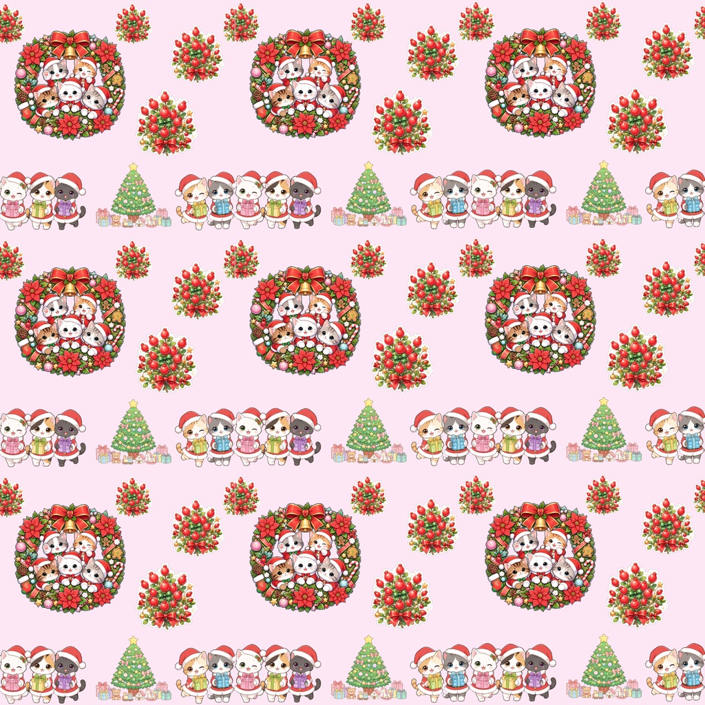『にゃんにゃんクリスマスパーティー デジタルペーパー 24枚セット』