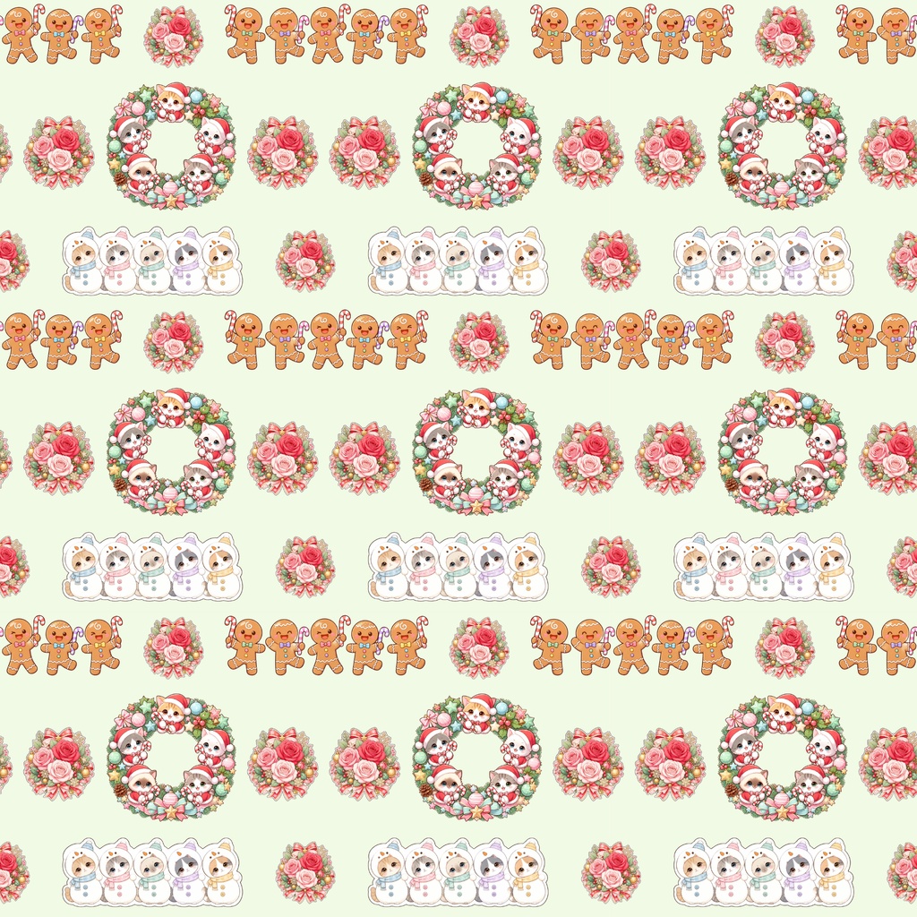 『にゃんにゃんクリスマスパーティー デジタルペーパー 24枚セット』