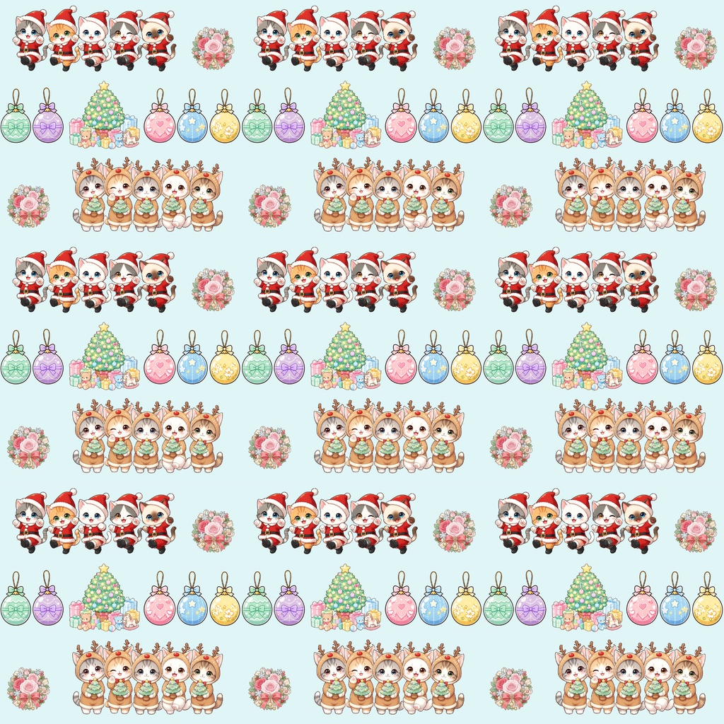 『にゃんにゃんクリスマスパーティー　デジタルペーパー　24枚セット』