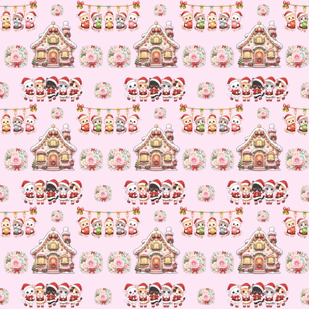 『にゃんにゃんクリスマスパーティー デジタルペーパー 24枚セット』