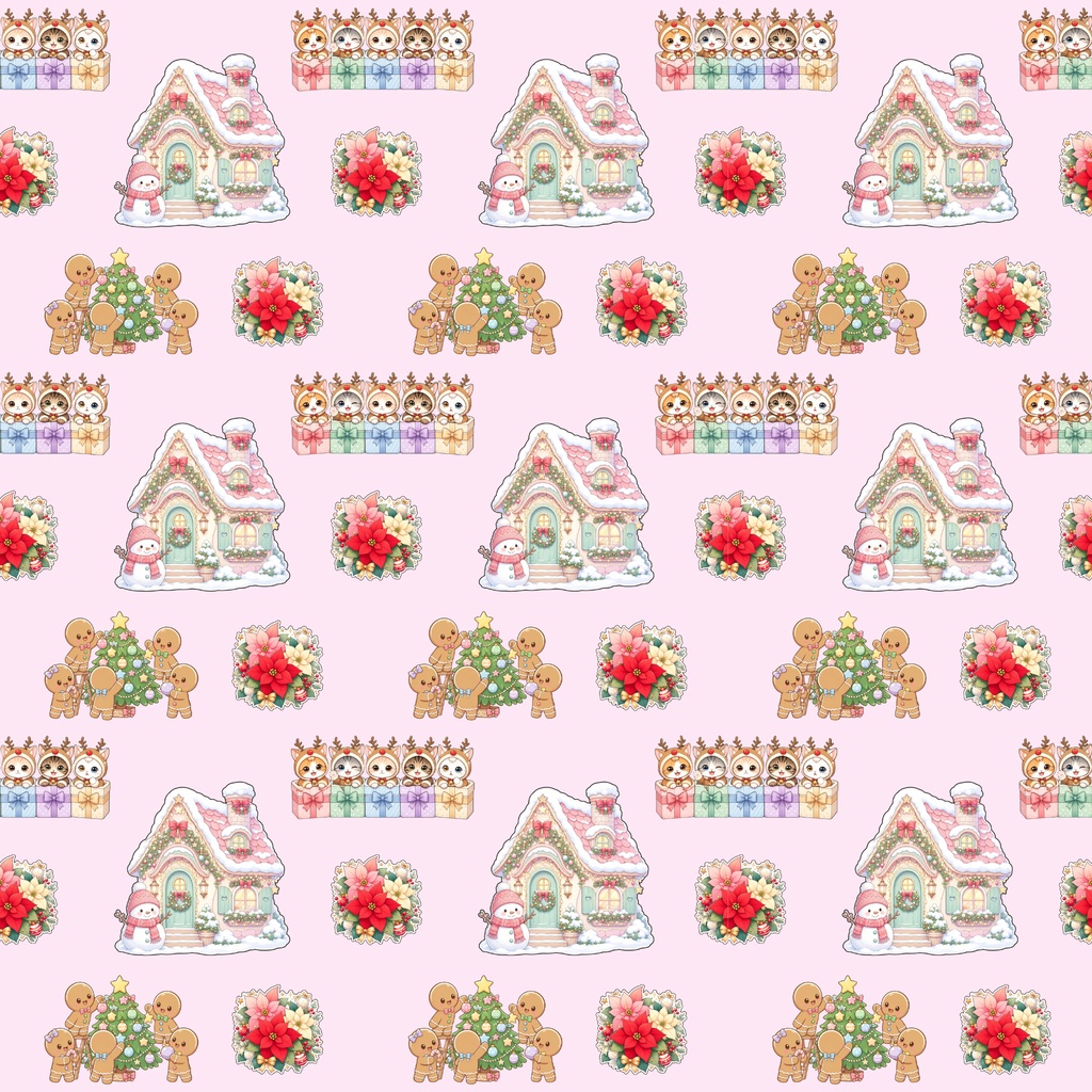 『にゃんにゃんクリスマスパーティー デジタルペーパー 24枚セット』