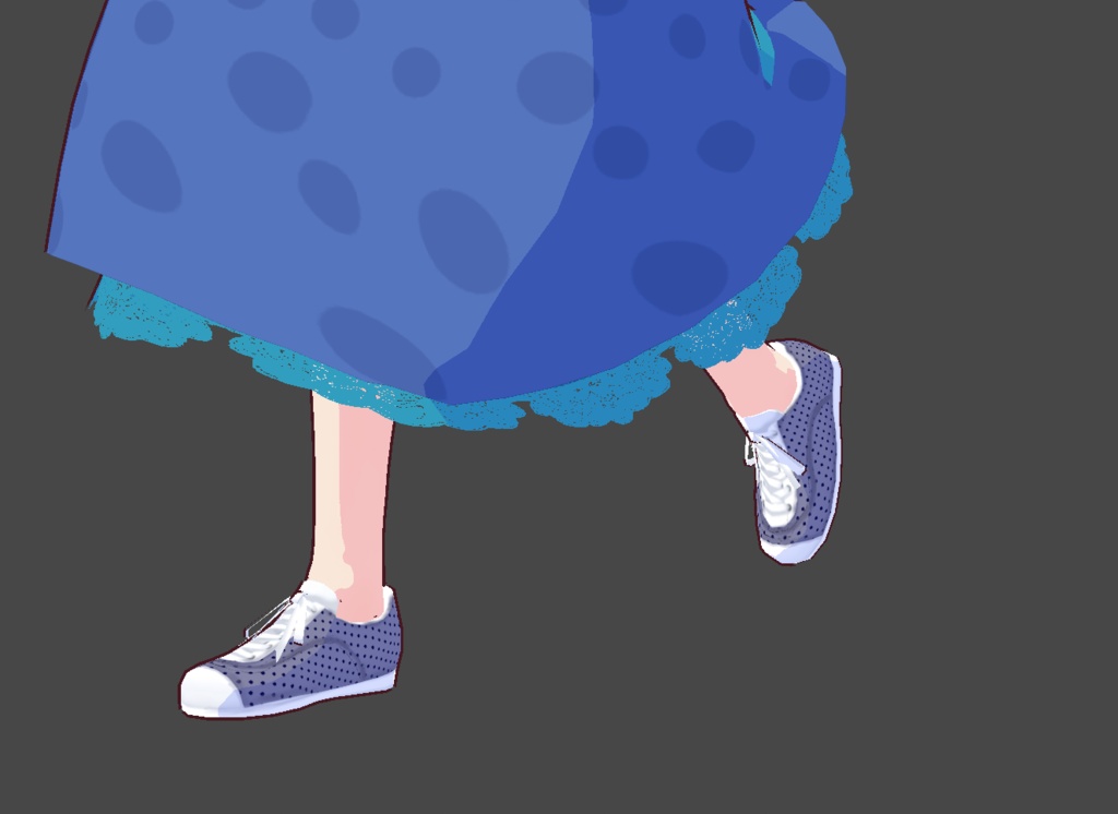 Modern Layered Polka Dot Dress, Shoes and Scarf for Vroid Stable